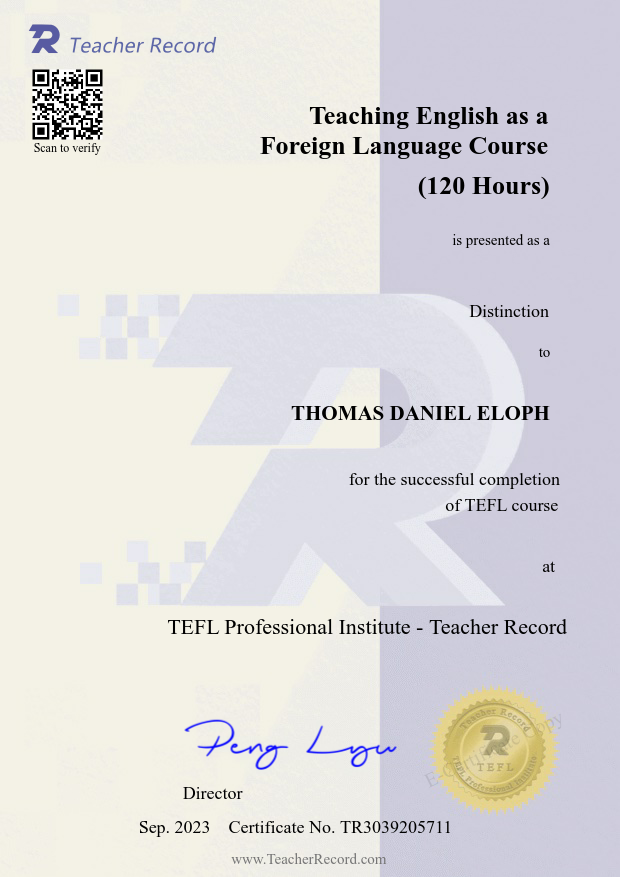 TeacherRecord Certificate: TR3039205711